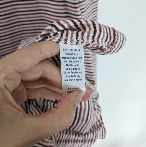 NWT Downeast Burgundy Striped Ruffle Hem Shirt - Picture 4 of 6